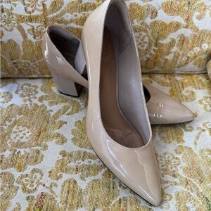 Clarks Beige Patent Leather Heels
